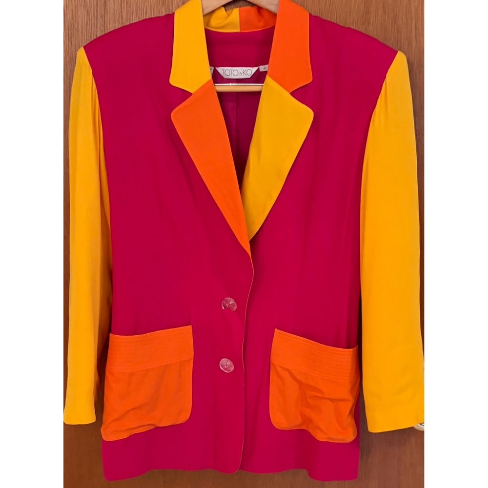 Vintage Toto n Ko Vintage Colorblock Blazer Rayon Womens Size 4 EXC COND!